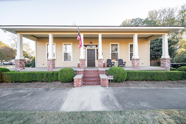 view of front of property with a porch