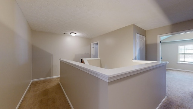650 Upland Ct, Columbus, GA 31907 - hallway featuring light carpet, baseboards, an upstairs landing, and a textured ceiling