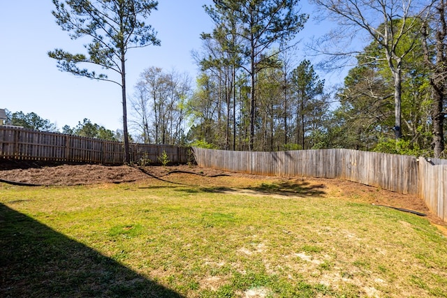view of yard with a fenced backyard