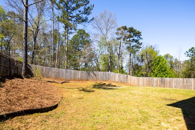 view of yard featuring a fenced backyard