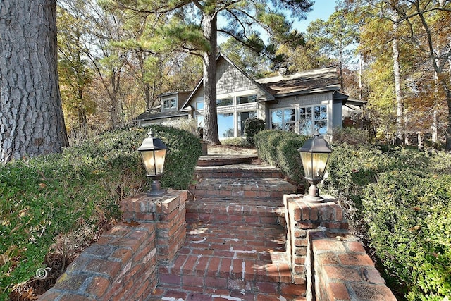 view of front facade with a patio area