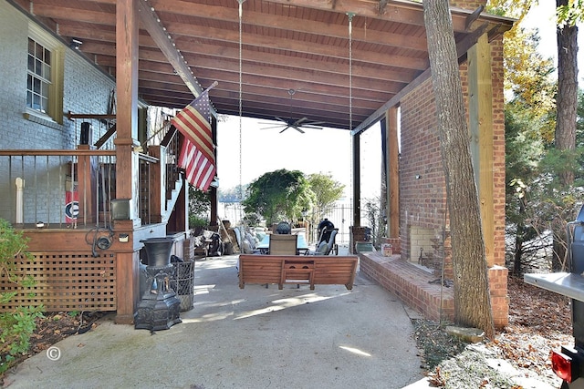 view of patio with ceiling fan