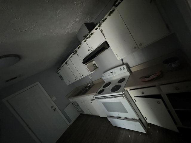 kitchen featuring a sink, dark wood finished floors, and washer / dryer