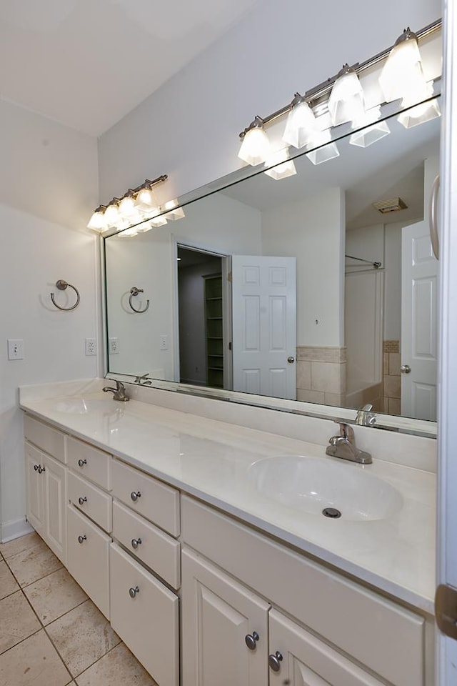 9250-11 River Rd, Fortson, GA 31808 - bathroom with double vanity and tile patterned floors