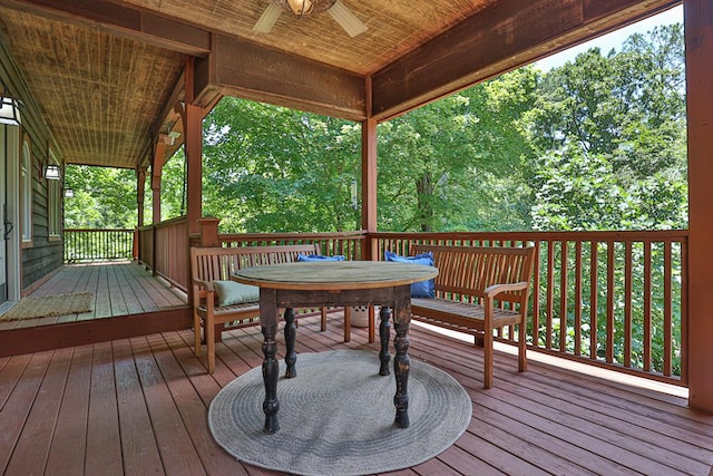 9250-11 River Rd, Fortson, GA 31808 - wooden terrace with a ceiling fan and outdoor dining space