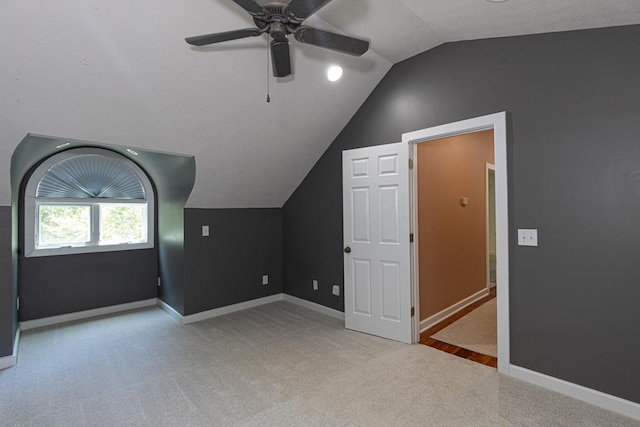 9250-11 River Rd, Fortson, GA 31808 - additional living space with lofted ceiling, light carpet, and ceiling fan