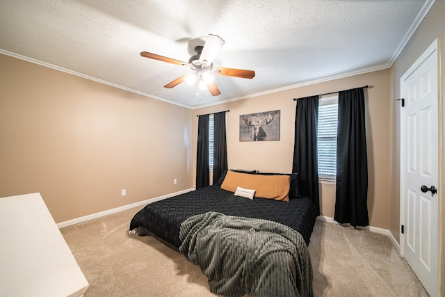 6801 Buckeye Way, Columbus, GA 31904 - bedroom featuring carpet, crown molding, a textured ceiling, and a ceiling fan