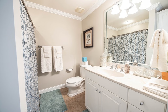 1438 Grove Park Dr Unit 8B, Columbus, GA 31904 - bathroom with vanity, ornamental molding, toilet, baseboards, and tile patterned floors