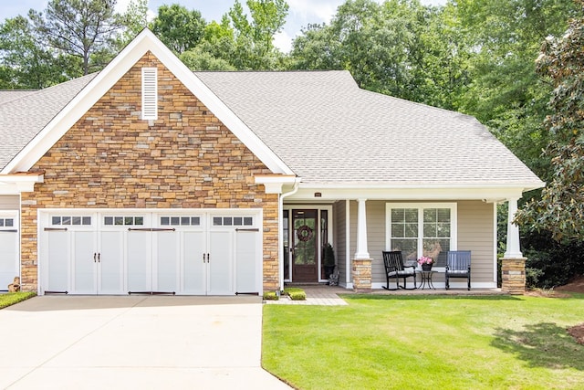 1438 Grove Park Dr Unit 8B, Columbus, GA 31904 - craftsman inspired home with stone siding, roof with shingles, a porch, and a garage