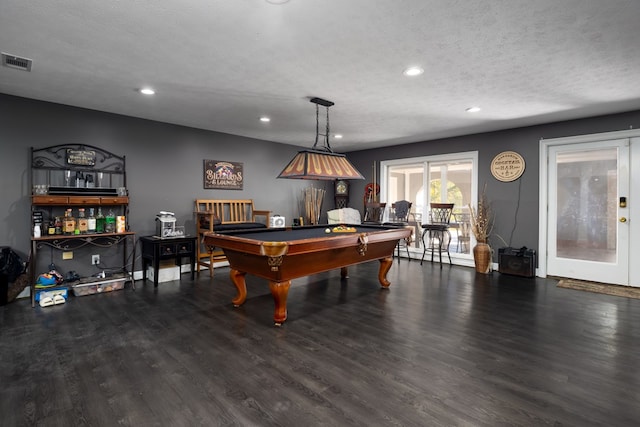 5410 River Oak Way, Phenix City, AL 36867 - rec room with wood finished floors, billiards, recessed lighting, and a textured ceiling