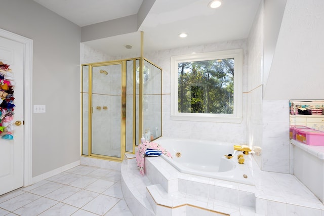 5410 River Oak Way, Phenix City, AL 36867 - full bath with a shower stall, a jetted tub, and recessed lighting