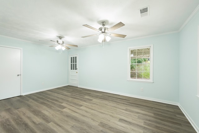 5011 Edo Ct, Columbus, GA 31907 - empty room featuring wood finished floors, ornamental molding, and a ceiling fan
