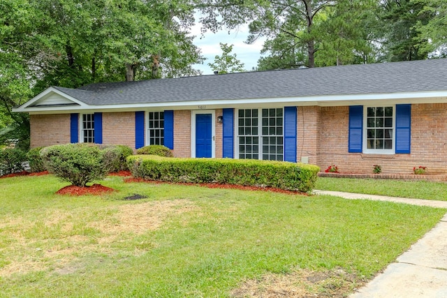 5011 Edo Ct, Columbus, GA 31907 - ranch-style home with brick siding, a front lawn, and a shingled roof
