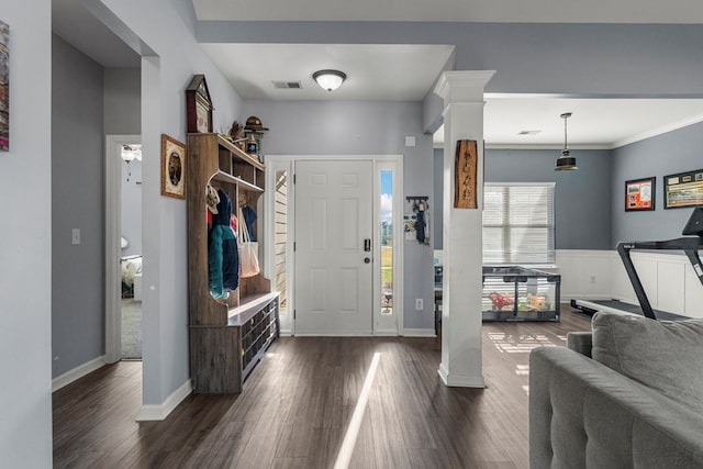 28 Red Maple Dr, Phenix City, AL 36869 - entrance foyer featuring baseboards, dark wood finished floors, and visible vents