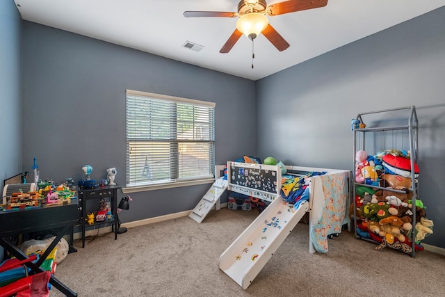 28 Red Maple Dr, Phenix City, AL 36869 - bedroom with visible vents, carpet flooring, baseboards, and a ceiling fan