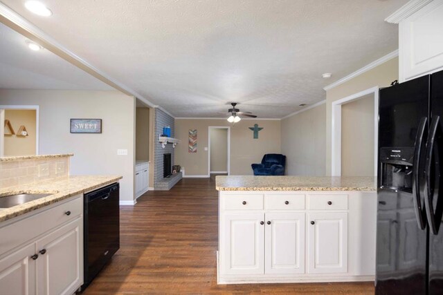 7635 Edgewater Dr, Columbus, GA 31904 - living room featuring crown molding, dark wood-style floors, an office area, and baseboards