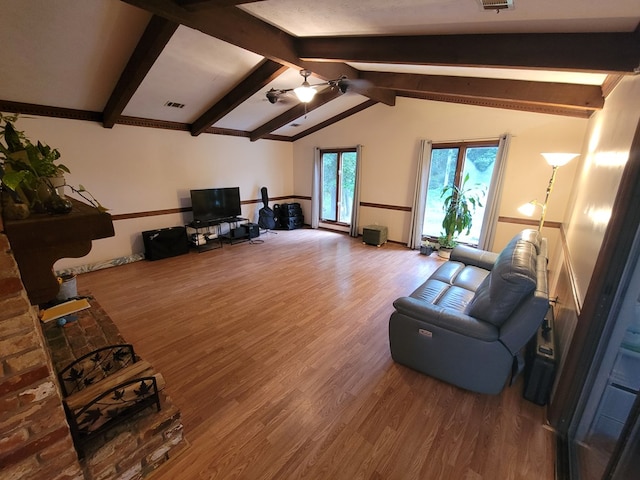 7505 Beaver Run Rd, Midland, GA 31820 - living room with wood finished floors and ceiling fan