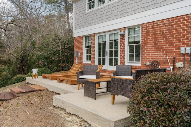 view of patio featuring french doors