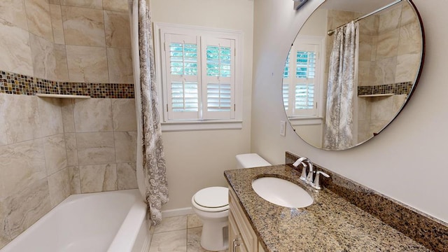 1820 Overlook St, Columbus, GA 31906 - full bath with vanity, shower / tub combo with curtain, and tile patterned floors