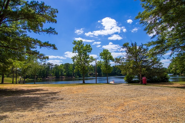 view of home's community with a water view