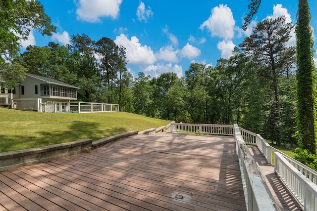 deck with a lawn