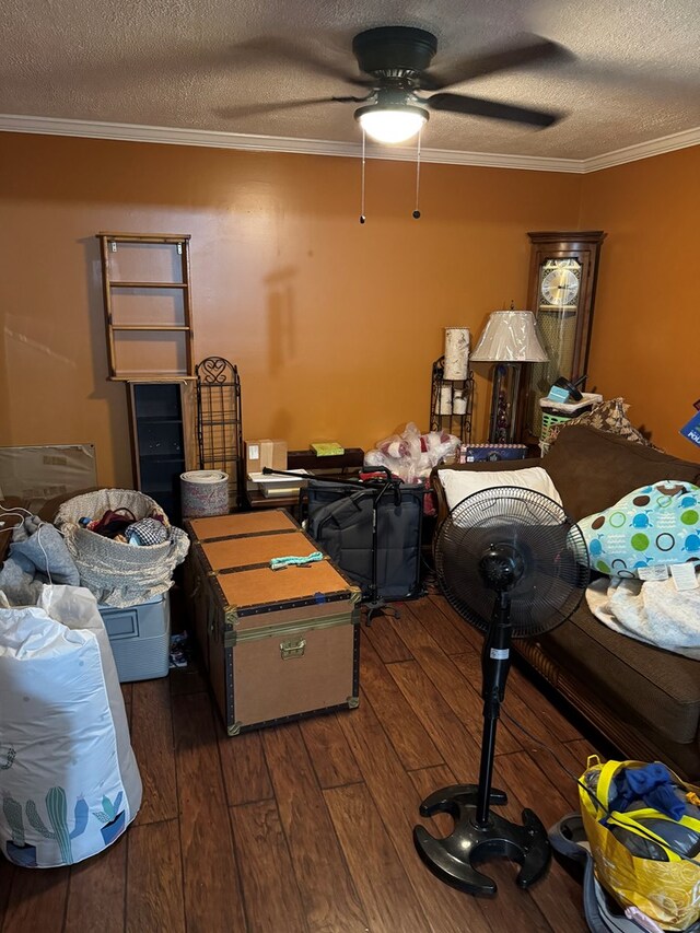 406 Henson Ave, Columbus, GA 31907 - bedroom with hardwood / wood-style flooring, ornamental molding, a textured ceiling, and ceiling fan