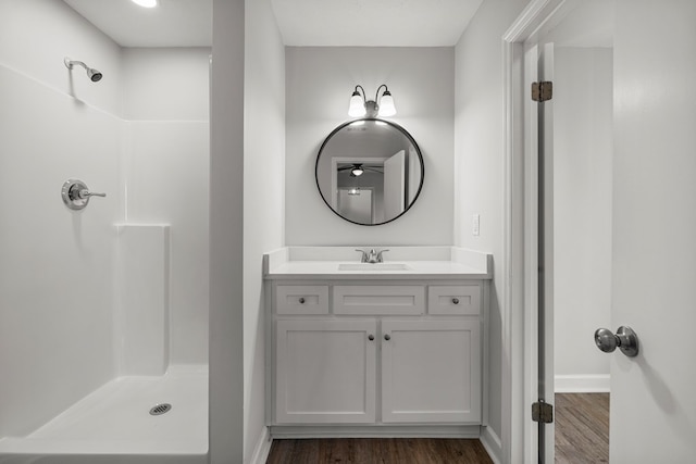 989 Lee Road 0213, Phenix City, AL 36870 - bathroom featuring a shower, wood finished floors, and vanity