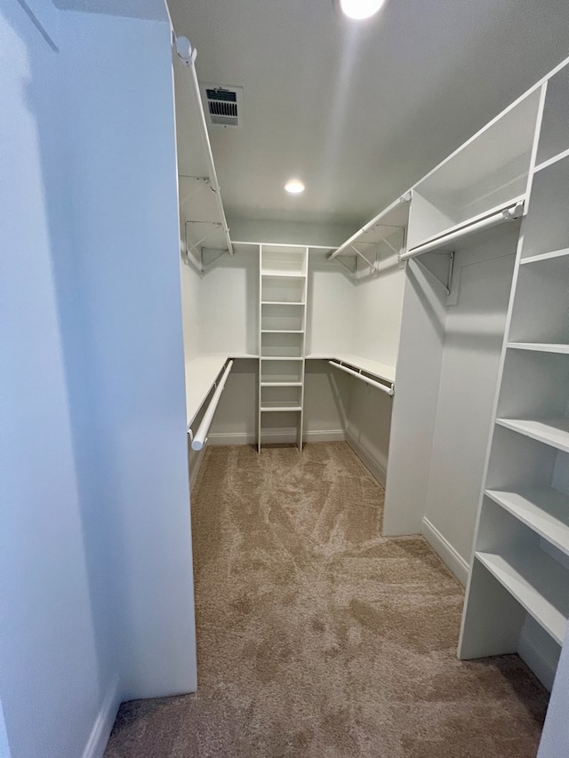 walk in closet with carpet