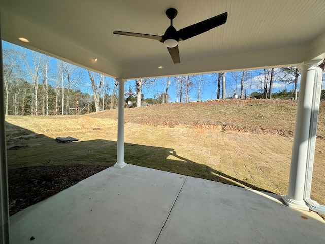 view of patio / terrace featuring ceiling fan