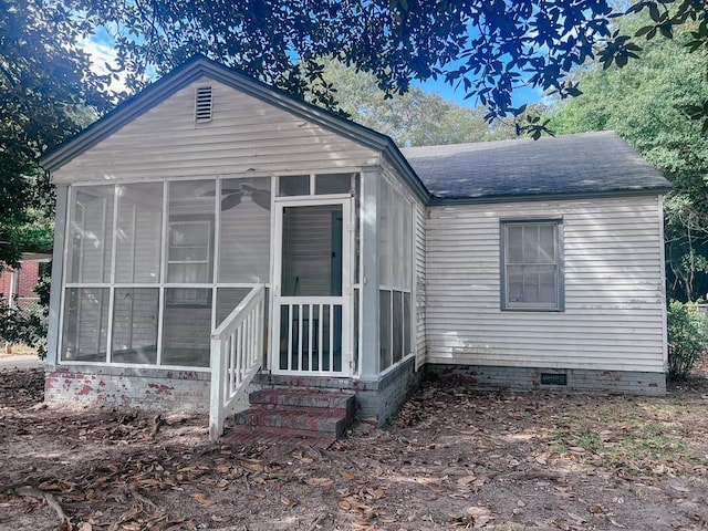 427 Bernard Dr, Columbus, GA 31903 - view of front of home featuring a sunroom, entry steps, roof with shingles, and crawl space