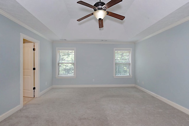 7177 Helen Dr, Columbus, GA 31904 - unfurnished room with a raised ceiling, light carpet, crown molding, baseboards, and ceiling fan