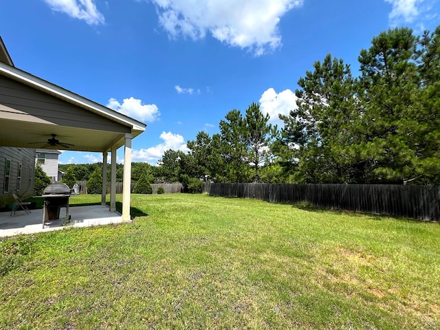 19 Pebblebrook Ln, Fort Mitchell, AL 36856 - view of yard with a ceiling fan and a patio