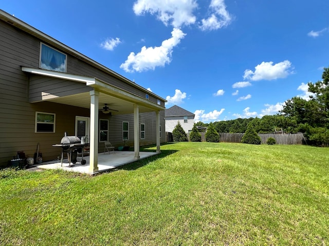 19 Pebblebrook Ln, Fort Mitchell, AL 36856 - view of yard with ceiling fan and a patio area