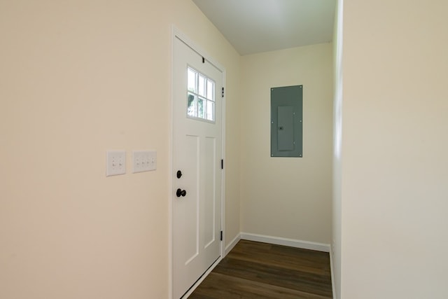 6900 Forrest Rd, Columbus, GA 31907 - doorway to outside with electric panel and dark wood finished floors
