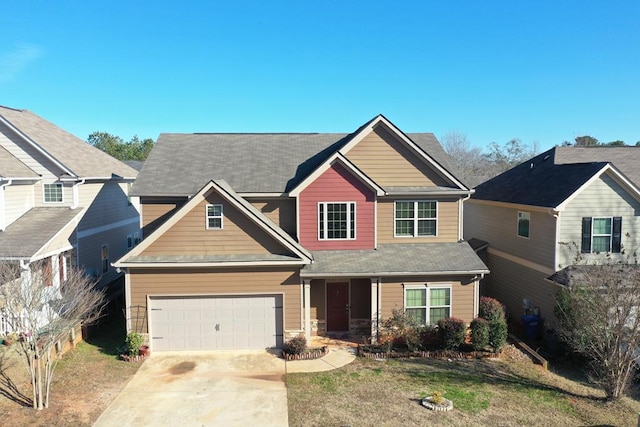 craftsman inspired home featuring a garage