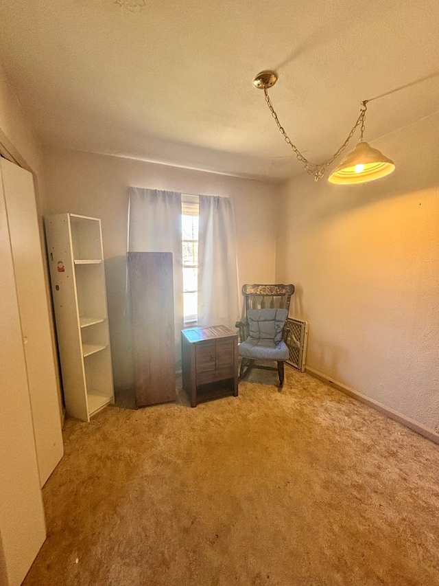 unfurnished room with carpet flooring and baseboards