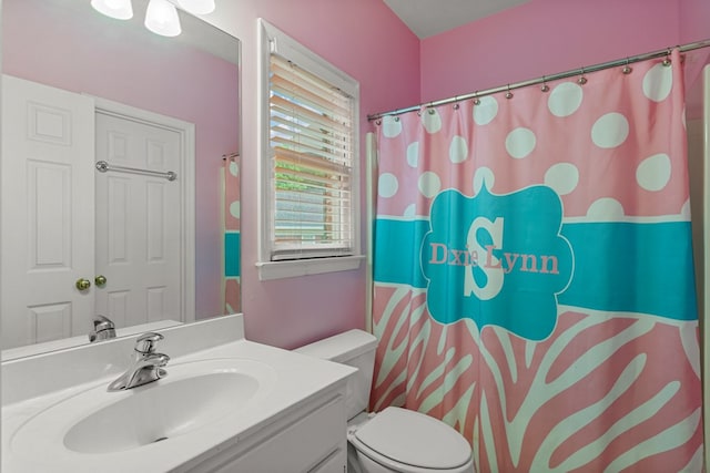 5043 Spyglass Ct, Columbus, GA 31909 - bathroom featuring vanity, toilet, and a shower with shower curtain