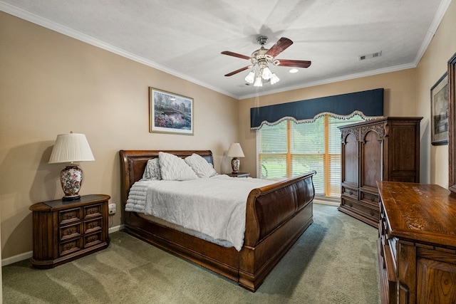 5043 Spyglass Ct, Columbus, GA 31909 - carpeted bedroom featuring ornamental molding, baseboards, and a ceiling fan