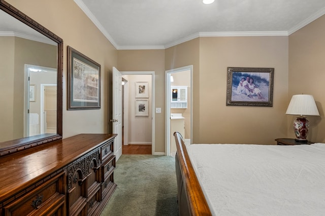 5043 Spyglass Ct, Columbus, GA 31909 - bedroom with dark colored carpet, crown molding, and baseboards