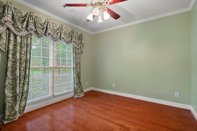 5043 Spyglass Ct, Columbus, GA 31909 - unfurnished room with crown molding, wood finished floors, baseboards, and a ceiling fan