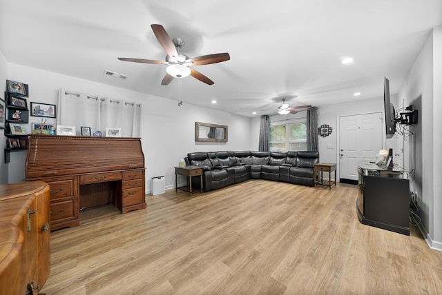 5608 Grove Ave, Columbus, GA 31904 - living area with ceiling fan, light wood-type flooring, and recessed lighting