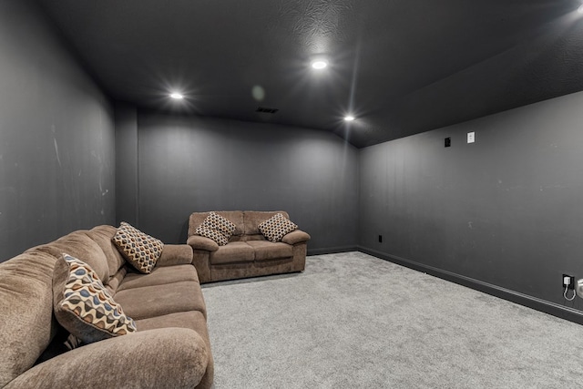 view of carpeted home theater