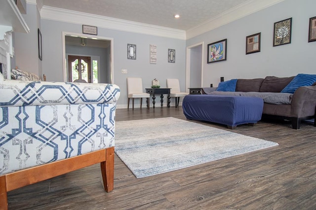 7265 E Wynfield Loop, Midland, GA 31820 - living room featuring wood finished floors, recessed lighting, french doors, and ornamental molding