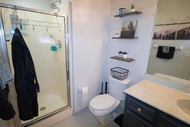 7265 E Wynfield Loop, Midland, GA 31820 - bathroom featuring a shower stall, vanity, and tile patterned flooring