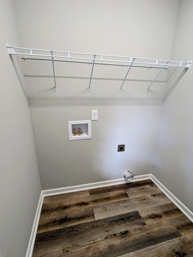 laundry area with washer hookup, hookup for an electric dryer, and hardwood / wood-style floors