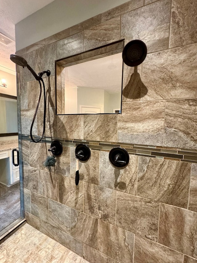 interior details with tiled shower