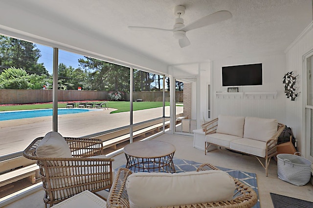 7191 Otter Dr, Midland, GA 31820 - sunroom / solarium with a ceiling fan and an outdoor living space