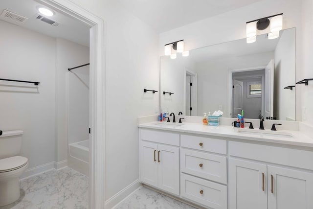 10312 Emerson Way, Midland, GA 31822 - full bathroom featuring marble finish flooring, double vanity, and washtub / shower combination
