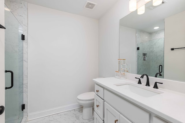 10312 Emerson Way, Midland, GA 31822 - bathroom with marble finish flooring, vanity, a marble finish shower, and recessed lighting