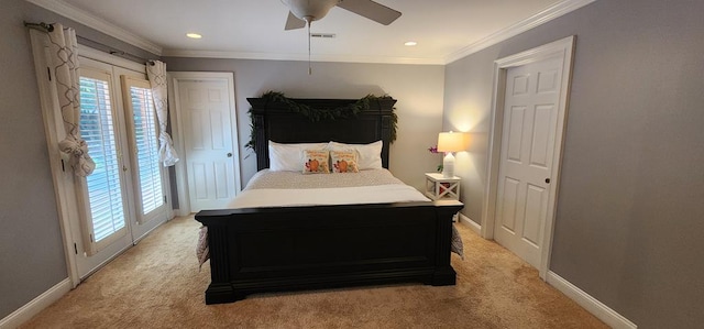 7400 Standing Boy Rd, Columbus, GA 31904 - bedroom featuring multiple windows, light carpet, crown molding, a ceiling fan, and recessed lighting